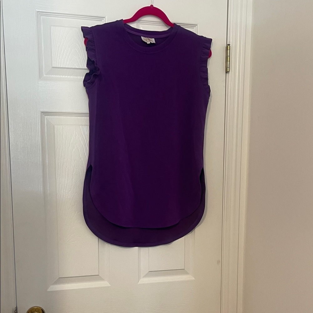 Purple Ruffle-Sleeve Women's Blouse